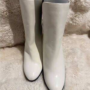 French Connection White Mid-Calf Heeled Boots
